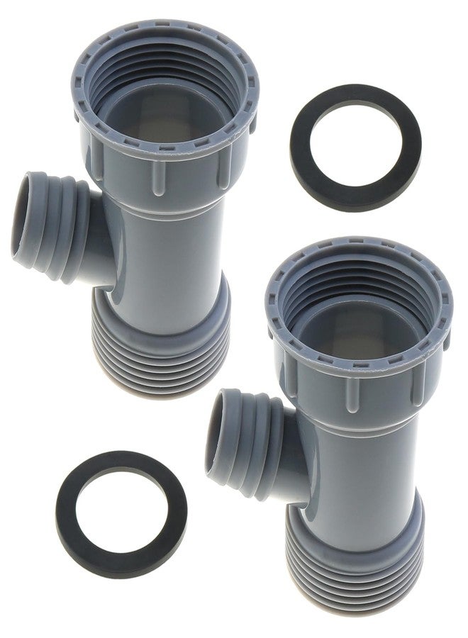 LUORNG 2PCS 45mm Grey Kitchen Sink Drain Adapters Multipurpose Y Shaped Flexible Pipe Connector with Gasket Branch Dishwasher Tailpiece Waste Outlet Sink Drain Adapter Replacement - Image 1