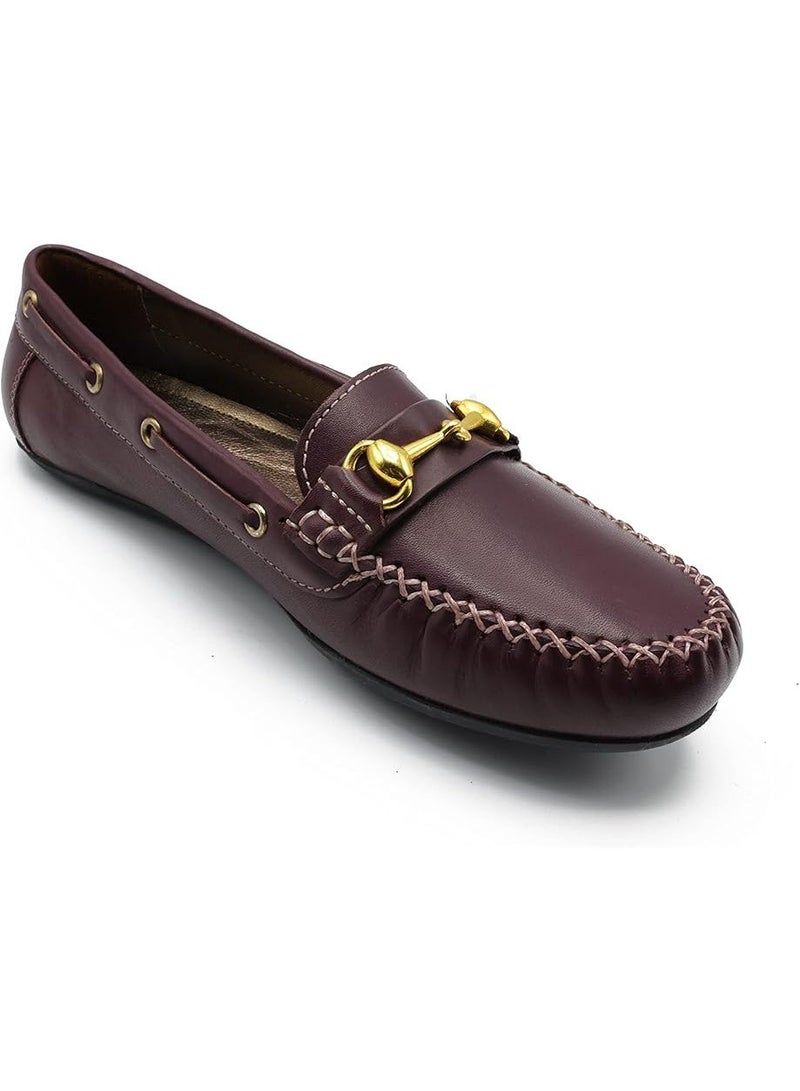 Mont Hawk Women’s Genuine Leather Shoes – Premium Argentinean Cow Leather Comfortable Breathable Casual & Formal Slip-On Shoes for Ladies with Padded Insole (Maroon) - Image 1