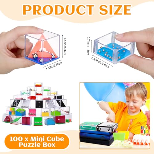 RoundFunny 100 Pcs Brain Teaser Puzzle Cubes Mini Puzzle Party Favor Mini Games Cubes Box Bulk for Kids Stocking Goodie Bag Stuffers for Maze Games Classroom Prizes Gifts - Image 5