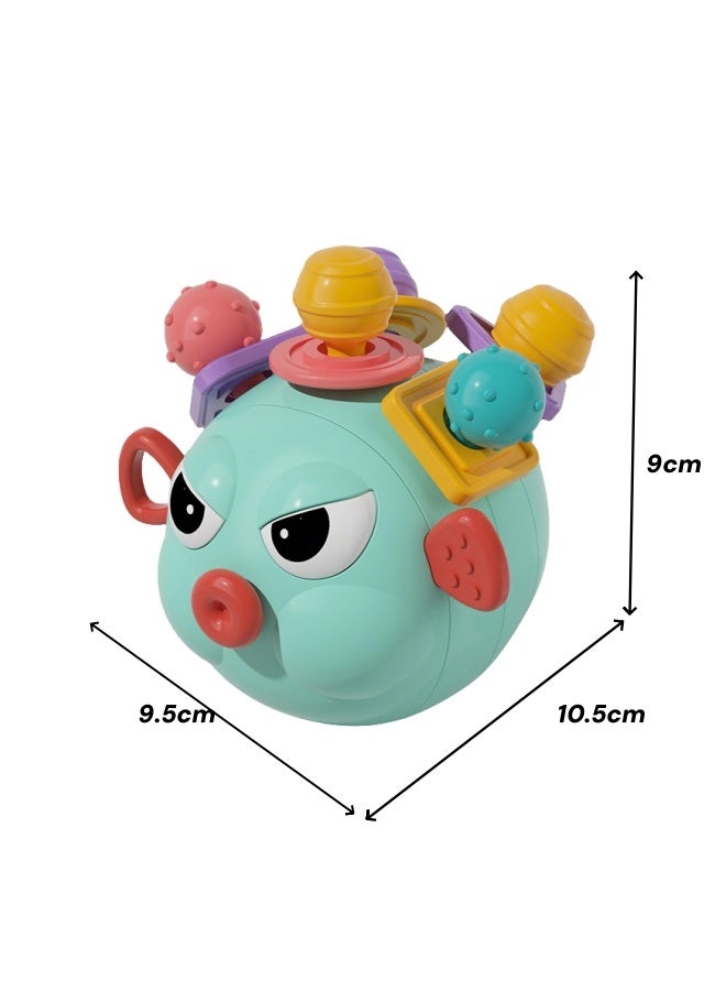 الدليبن ألعاب الأطفال: كرة، لعبة خشخيشة على شكل كرة بمقبض يد الطفل، ألعاب كرات وخشخيشة، كرات حسية للأطفال، ألعاب تسنين ملونة، كرة إمساك للأطفال، غراء ناعم صديق للبيئة، قابلة للعض، هدايا ألعاب تعليمية ونمو للأطفال حديثي الولادة (أخضر) - Image 2
