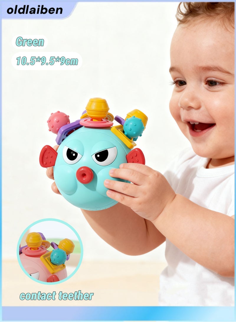 الدليبن ألعاب الأطفال: كرة، لعبة خشخيشة على شكل كرة بمقبض يد الطفل، ألعاب كرات وخشخيشة، كرات حسية للأطفال، ألعاب تسنين ملونة، كرة إمساك للأطفال، غراء ناعم صديق للبيئة، قابلة للعض، هدايا ألعاب تعليمية ونمو للأطفال حديثي الولادة (أخضر) - Image 1
