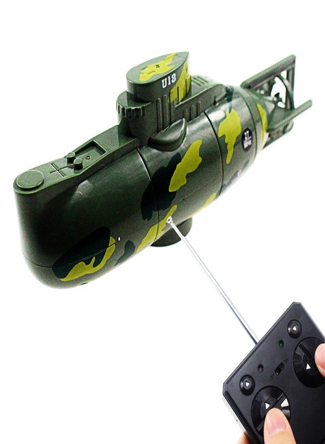 Tipmant Mini RC Submarine Remote Control Boat Ship Military Model Electronic Water Toy Diving for Fish Tank Water Tub Kids Birthday Gift (Green) - Image 1