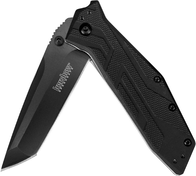 Kershaw Brawler Pocketknife, 3" 8Cr13MoV Steel Modified Tanto Blade, Assisted Folder Opening with Flipper, Liner Lock System, Tactical EDC - Image 1