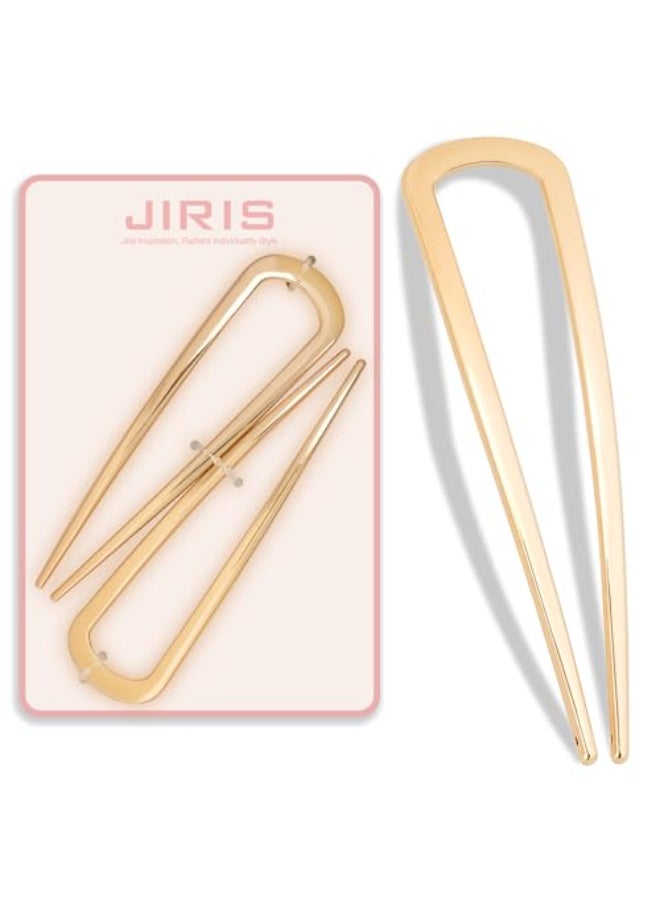 JIRIS 2PCS 42Inch French Hair Pins UShaped Pins for Women and Girls Fashion Metal Hair Pin French Twist Hair Pins for Buns UpdosStylish and Functionalset1gold - Image 1