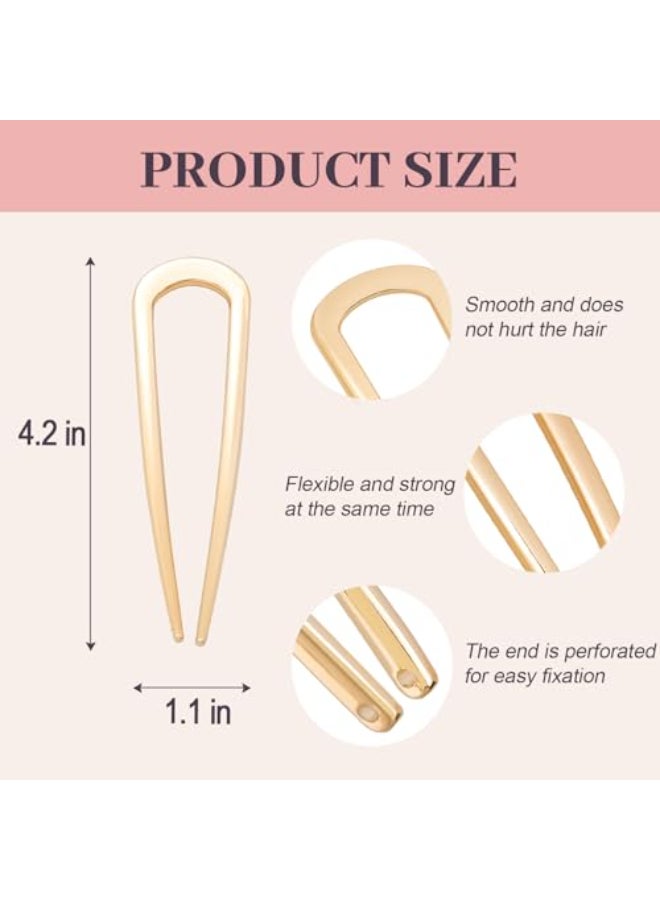 JIRIS 2PCS 42Inch French Hair Pins UShaped Pins for Women and Girls Fashion Metal Hair Pin French Twist Hair Pins for Buns UpdosStylish and Functionalset1gold - Image 3