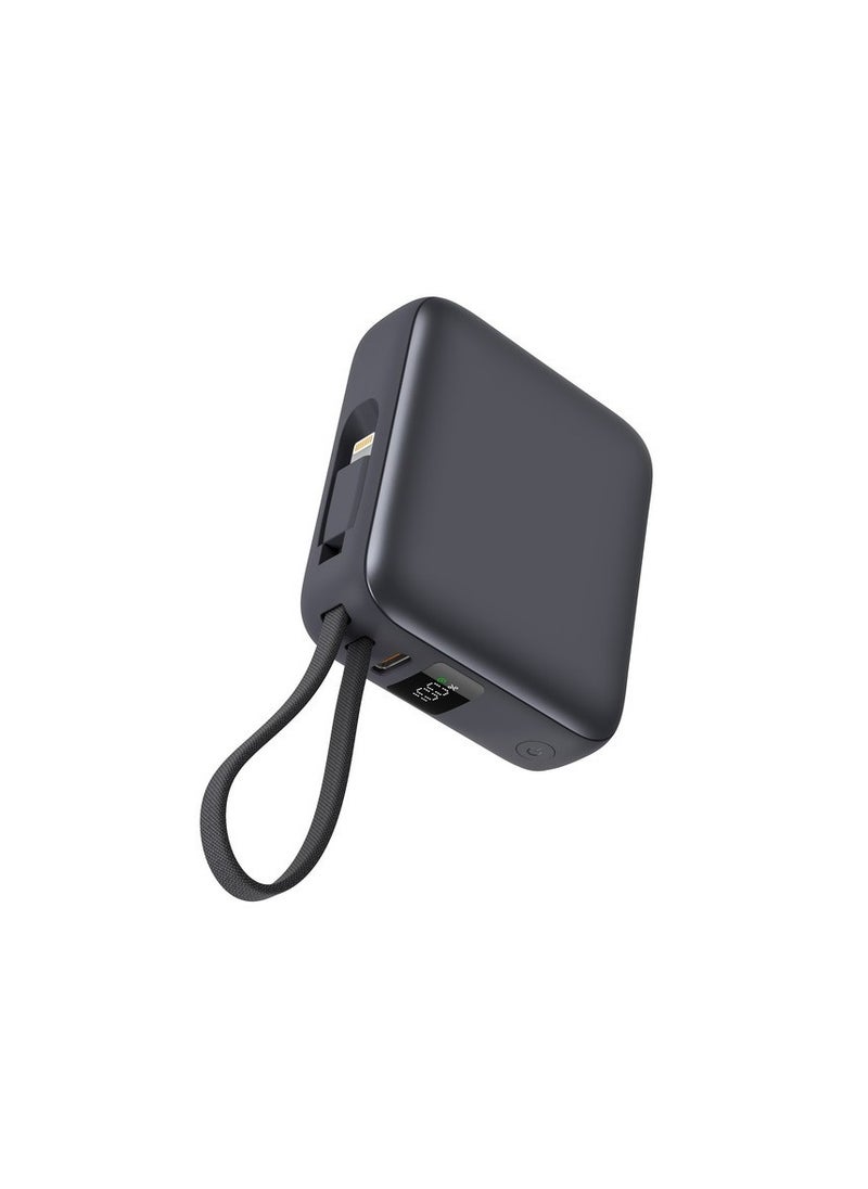 iOsuite Mini size Power Bank 10,000 mAh PD 22.5W Fast Charging with Type C cable and Lightning cable and 1*USB C Port - Grey - T179LF  - Image 1