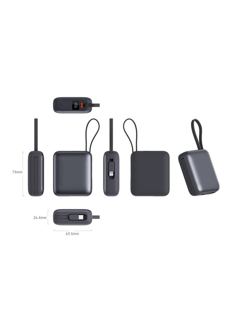 iOsuite Mini size Power Bank 10,000 mAh PD 22.5W Fast Charging with Type C cable and Lightning cable and 1*USB C Port - Grey - T179LF  - Image 4