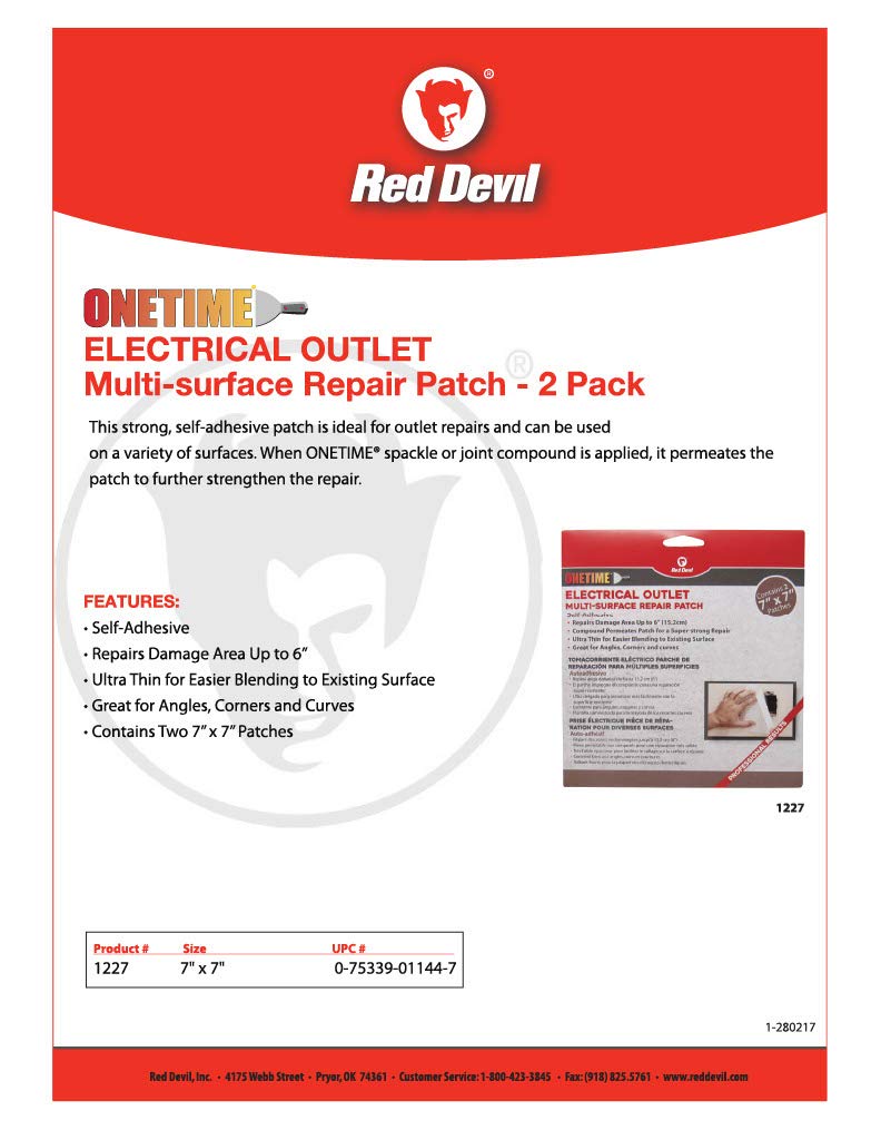 Red Devil 1227 1time Multi Surface Repair Patch - 2 Pack Of 7" x 7" Patches - Image 2