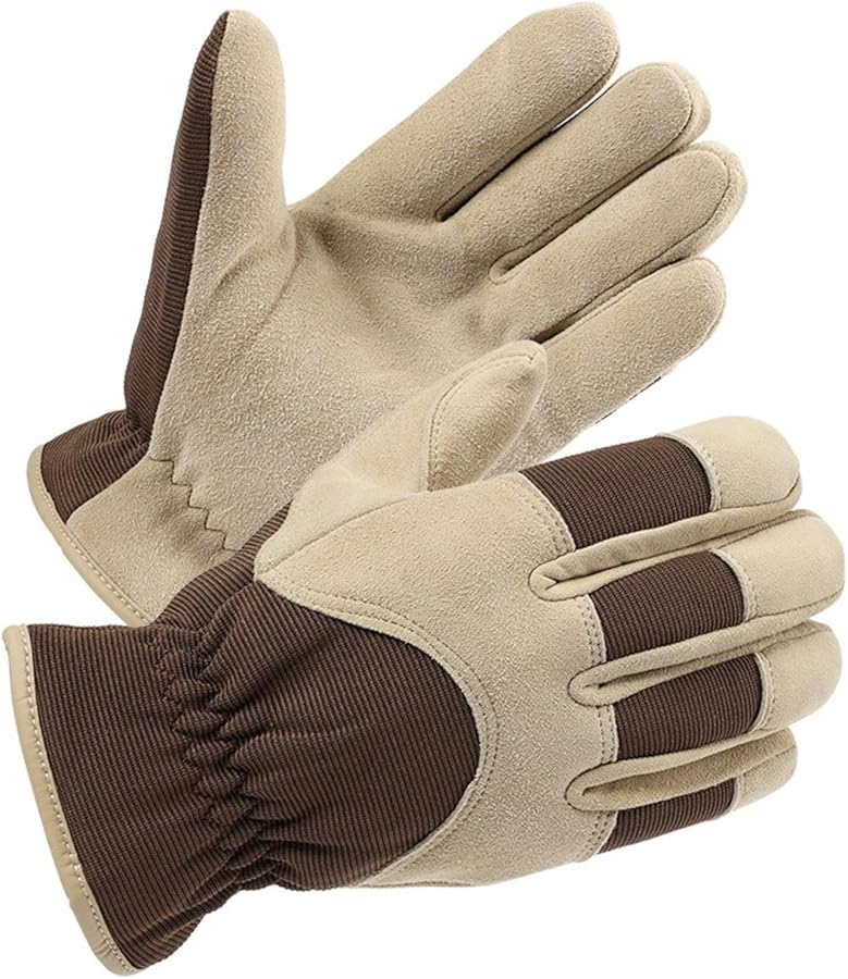 Deerskin Leather Work Gloves For Men And Women Khaki Color XL Size Gardening Outdoor Sports - Image 2