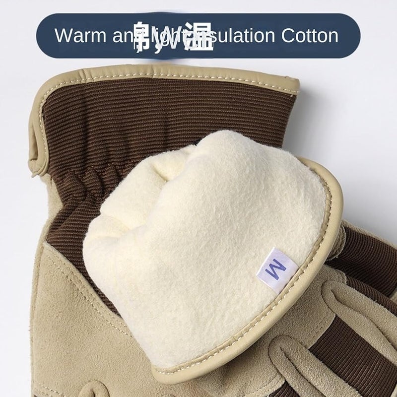 Deerskin Leather Work Gloves For Men And Women Khaki Color XL Size Gardening Outdoor Sports - Image 3