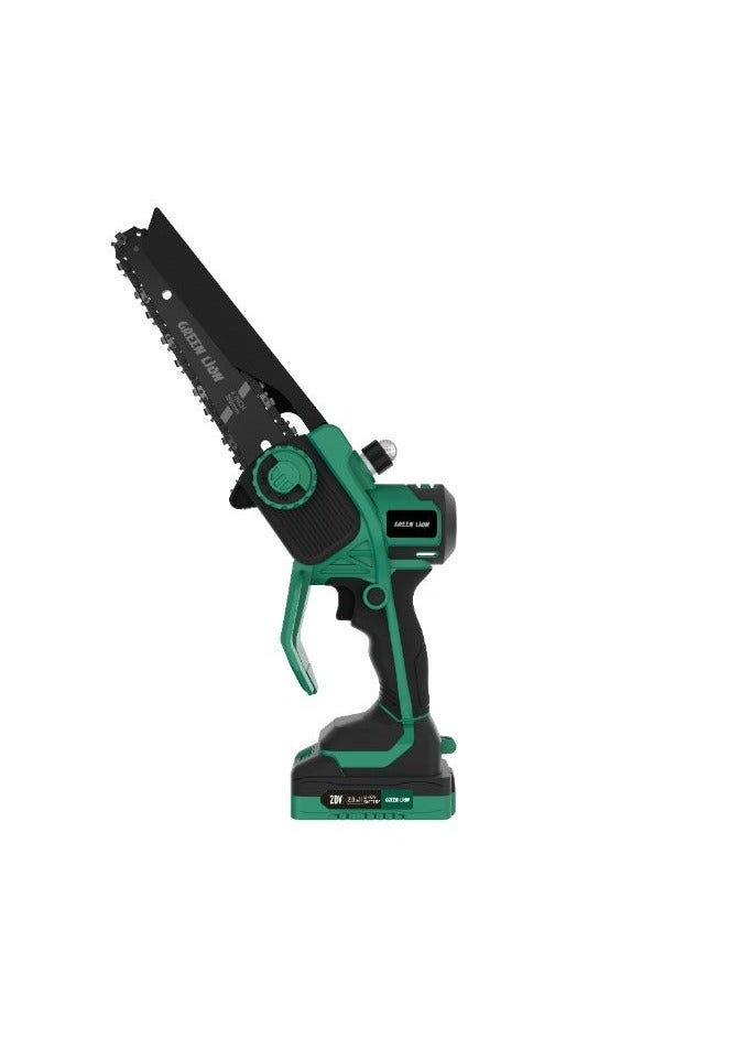 GREEN LION Cordless Electric Chainsaw, 1100W High-Power Brushless Motor, 8 M/S Chain Speed, 20V 2.0Ah Battery, Protective Chain Guard, Safety Switch, LI-ION Battery Included - Image 1