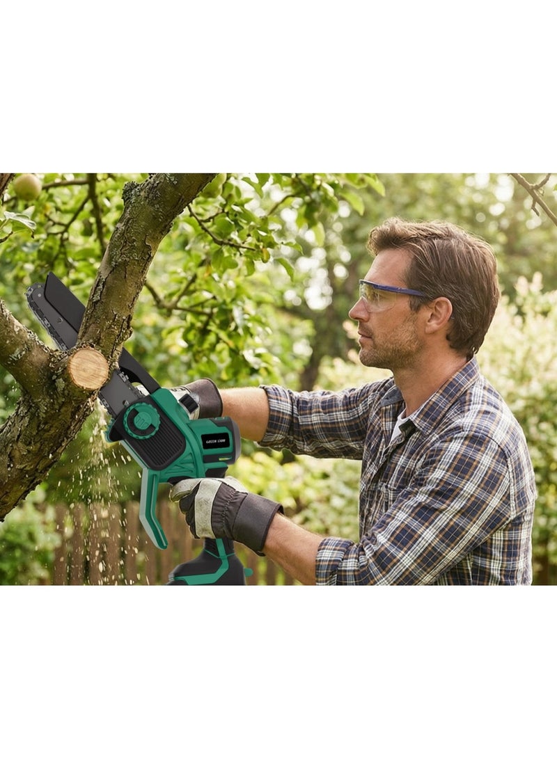 GREEN LION Cordless Electric Chainsaw, 1100W High-Power Brushless Motor, 8 M/S Chain Speed, 20V 2.0Ah Battery, Protective Chain Guard, Safety Switch, LI-ION Battery Included - Image 3