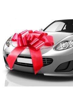 MIFFLIN -Usa Big Car Bow (Matte Red, 30 Inch) Gift Bow, Giant Bow For Car, Birthday Bow, Huge Car Bow, Big Red Bow, Christmas Bow, Gift Wrapping, Big Gift Bow For Car Decor With 2 Suction Cups  - Image 1