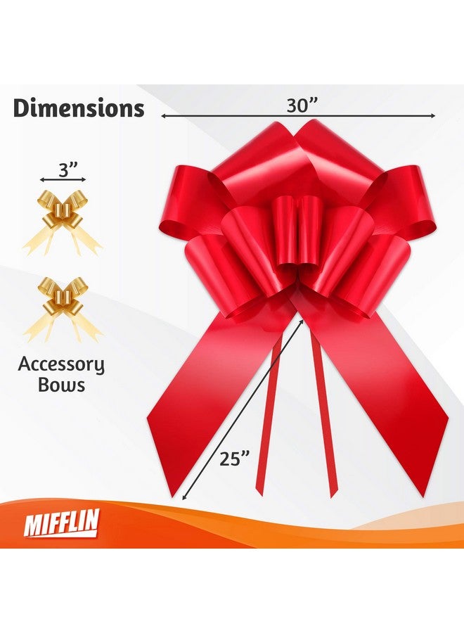 MIFFLIN -Usa Big Car Bow (Matte Red, 30 Inch) Gift Bow, Giant Bow For Car, Birthday Bow, Huge Car Bow, Big Red Bow, Christmas Bow, Gift Wrapping, Big Gift Bow For Car Decor With 2 Suction Cups - Image 2