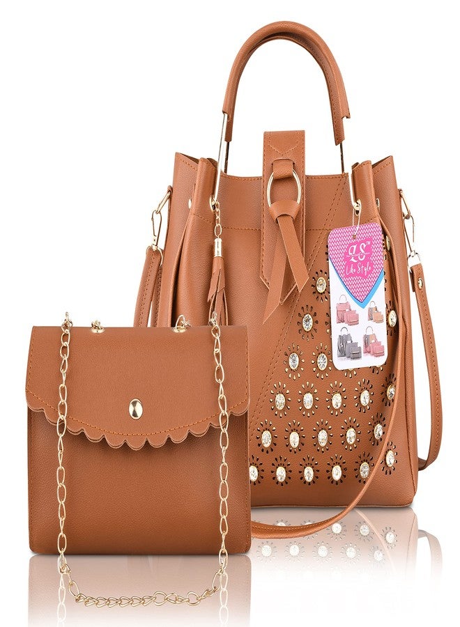 LIKE STYLE Women Handbags PC-2 (TAN) - Image 1