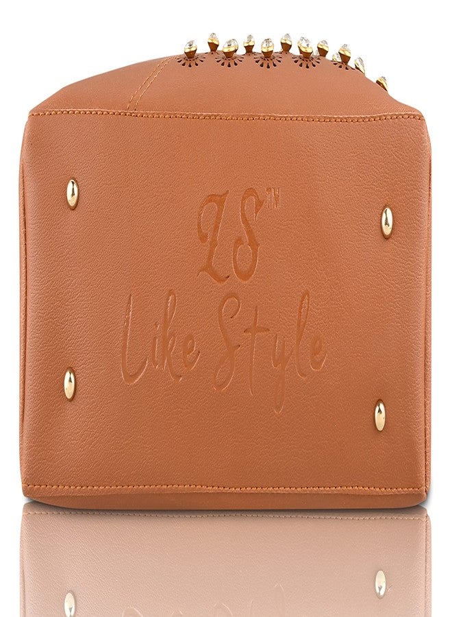 LIKE STYLE Women Handbags PC-2 (TAN) - Image 5