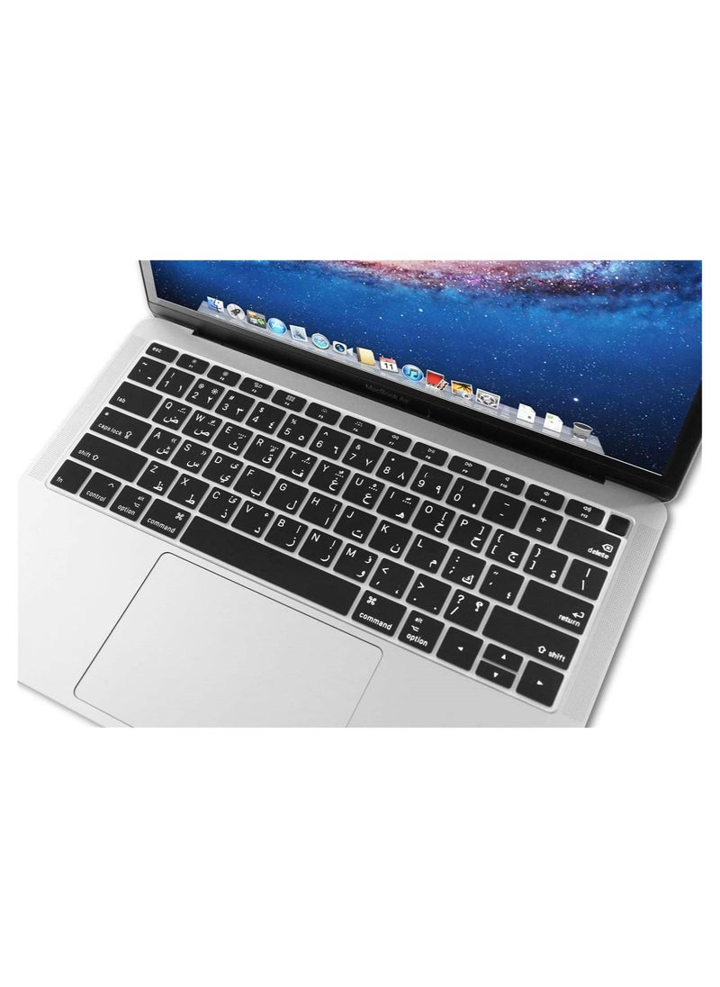 AMM Arabic Keyboard Cover Compatible MacBook Air 13" 13.3-inch with Touch ID Retina Display A1932 2018 Release Soft Touch Ultra Slim Silicone Protective Skin US Version Black  - Image 5