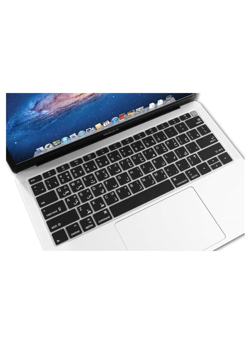 AMM Arabic Keyboard Cover Compatible MacBook Air 13" 13.3-inch with Touch ID Retina Display A1932 2018 Release Soft Touch Ultra Slim Silicone Protective Skin US Version Black  - Image 4