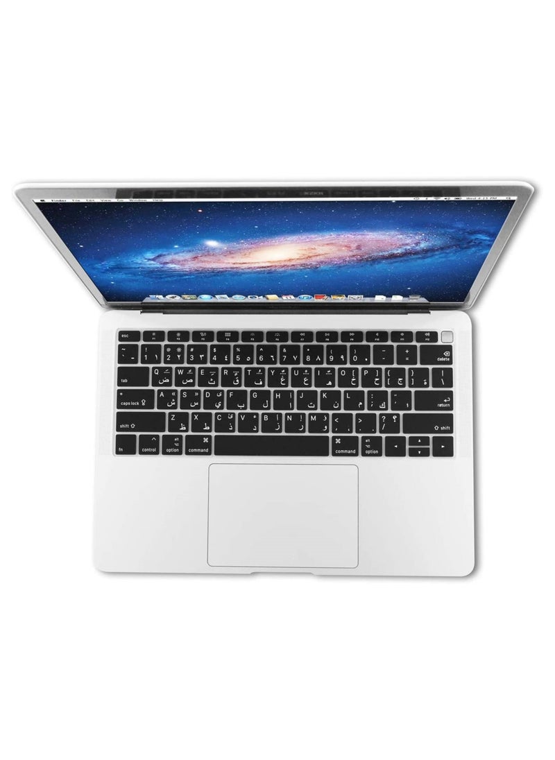 AMM Arabic Keyboard Cover Compatible MacBook Air 13" 13.3-inch with Touch ID Retina Display A1932 2018 Release Soft Touch Ultra Slim Silicone Protective Skin US Version Black  - Image 3