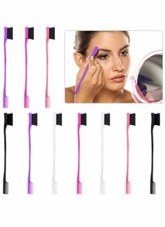 SYOSI 10 Pieces, 2 In 1 Hair Edge Control Brush, Double Sided Control Brush Eyelashes Grooming Comb Hairdressing Tools Double Head Eyebrow Brush Makeup Brush Eyebrow Brush Portable Soft Hair Dye Brush  - Image 1