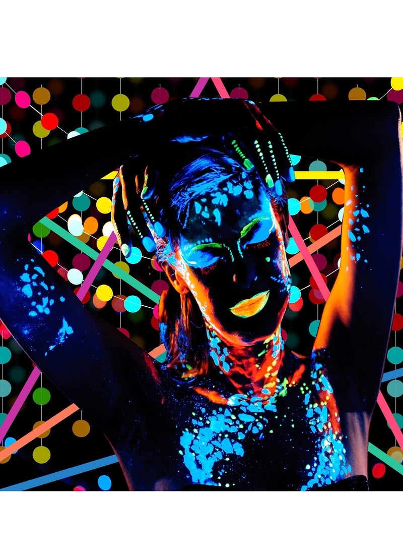 KASTWAVE 40 Pieces Neon Balloons Glow in the Dark, Glow in the Dark Neon Party Supplies, 12 Inch Black Light Polka Dot Latex Balloons and 4 meter Neon Paper Polka Dot Garland (Black, White) - Image 4