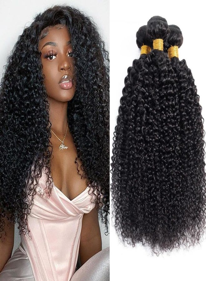 EMOL Curly Bundles Human Hair Kinky Curly Human Hair Bundles for Black Women 8 10 12 inch Afro Kinkycurly Bundles Human Hair Weave 3 Bundles Kinky Hair Wefts - Image 1