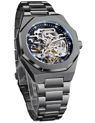 FORSINING Vintage Watch for Men Engraved Automatic SelfWind Mechanical Big Dial Luminous Moon Phase Golden Hollow Tattoo Pattern Wrist Watches Mechanical - Image 1