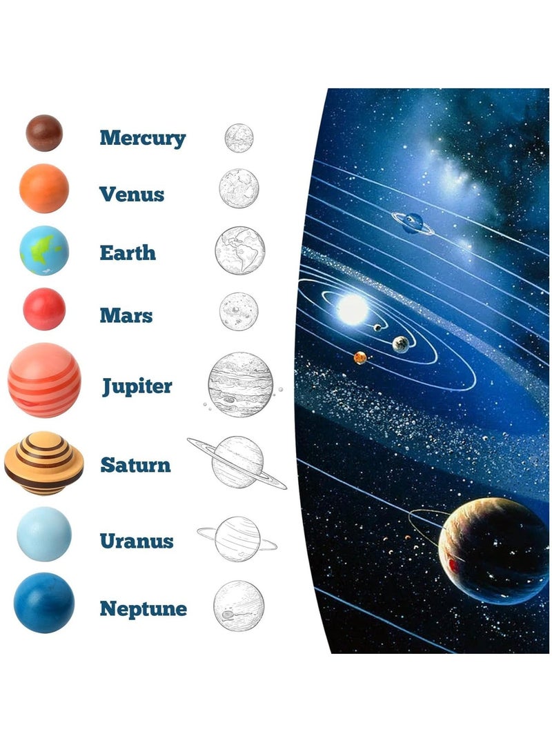 Wooden Solar System Model Board Montessori Toys Planets Puzzle Science STEM Space Learning for Kids 4-8 with 3D Planets Models Preschool Educational Gift for Boys Girls - Image 5