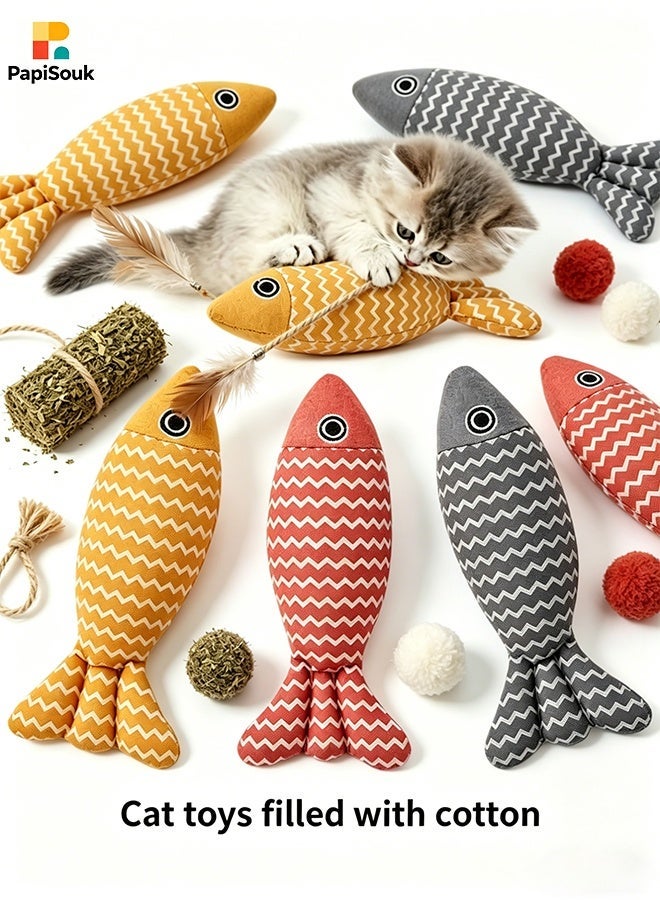 PapiSouk 3 PCS Catnip Fish Toy, Cat and Kitten Toys, Cat Interactive Sports Kick Toy, 3 Colors - Image 1