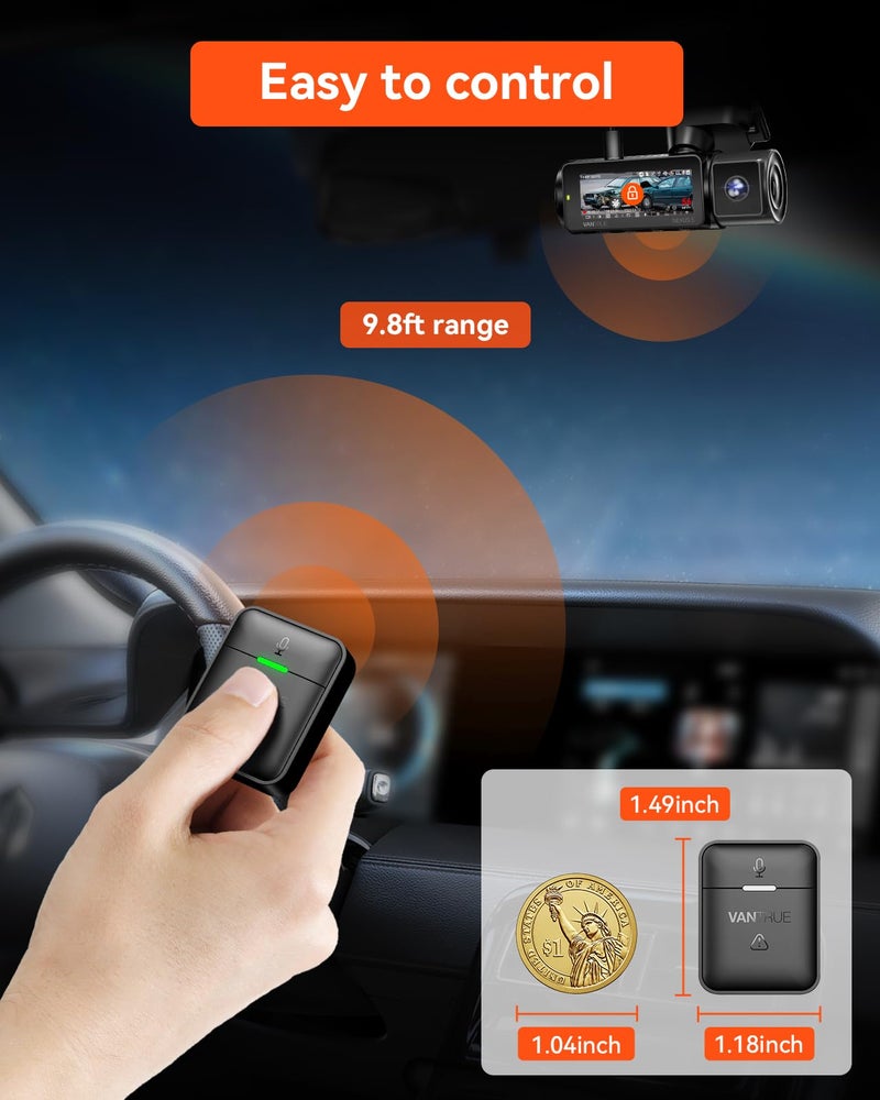 Vantrue Remote Control with Event Locking, Snapshot, Audio ON/Off Function, 9.8ft Range for E1 Pro,E1, E2, E3, E360/ACE, N4 Pro, N5, N2X, S1 Pro Dash Cam - Image 3