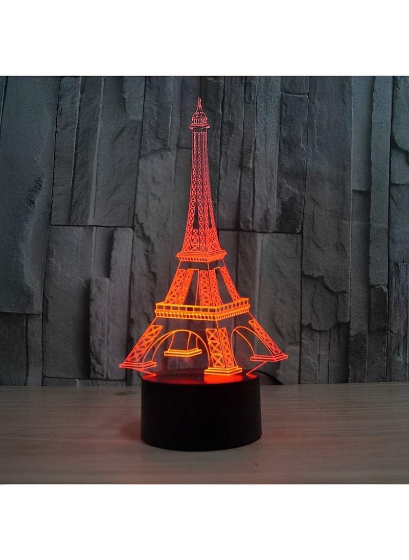 Generic - 3D Illusion Lamp LED Multicolor Night Light Eiffel Tower Shape Acrylic Table Lamp And Material Made Of Acrylic - Image 1