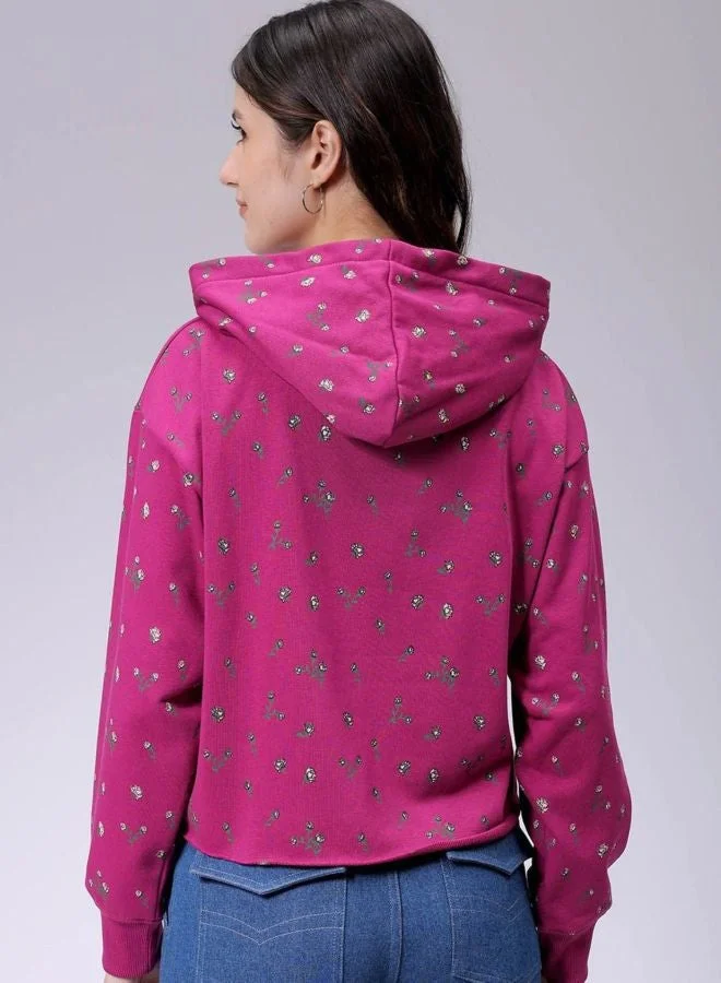 Freehand  Women Relaxed Fit Ditsy Printed Hooded Neck Long Sleeve Hooded Sweatshirt for Women | Best Price UAE