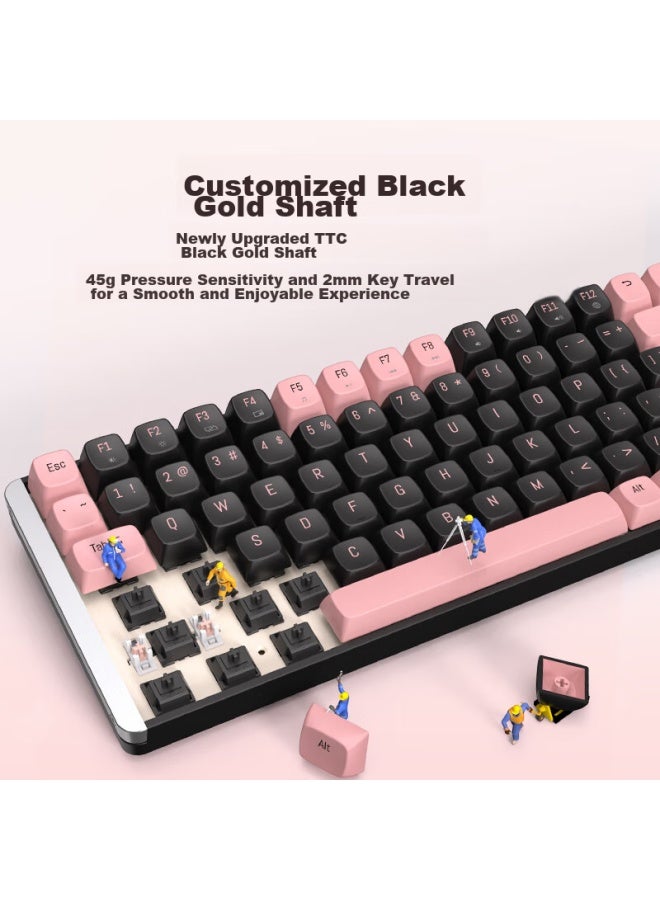 AUSDOM Asdun Hola111 Mechanical Keyboard, Wireless 2.4g Gaming E-sports Home Office Keyboard, Desktop Laptop 100% Layout Multi-key Anti-ghosting, Black And White - Image 2