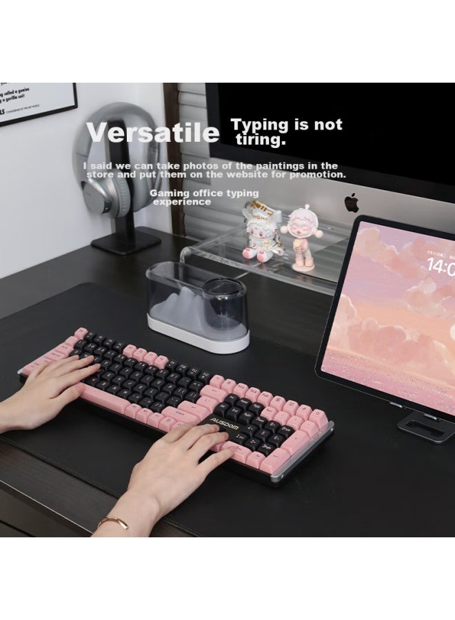 AUSDOM Asdun Hola111 Mechanical Keyboard, Wireless 2.4g Gaming E-sports Home Office Keyboard, Desktop Laptop 100% Layout Multi-key Anti-ghosting, Black And White - Image 3