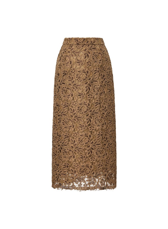 Yanyee Elegant Lace Jacquard Midi Skirt Women Autumn Light Mature French Vintage High Waist Skirt Black Xxl/44 - Image 4