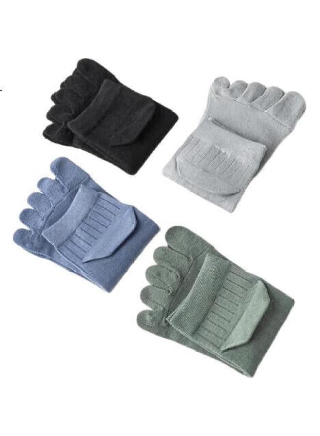 Yimian Men'S Antibacterial And Odor-Resistant Summer Thin Xinjiang Cotton Mid-Calf Socks With Sweat Absorption And Toe Separation Design, 5 Pairs For Summer - Image 2