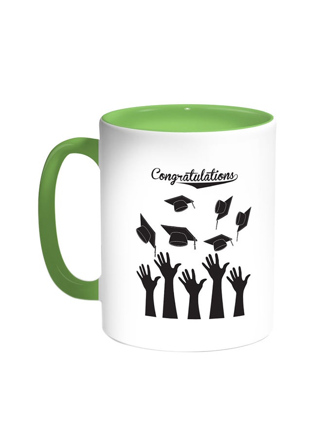 RYN Graduation Party Printed Coffee Mug Green/White 11ounce