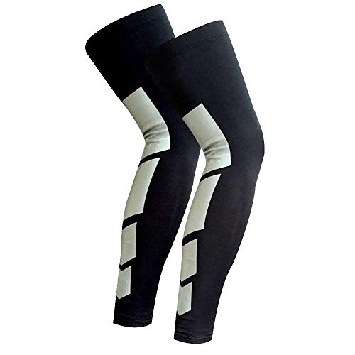 Just Care 1 Pair Anti Slip Full Length Compression Leg Sleeve Calf & Shin Splint Support Protect for Pain Relief & Recovery (Black, XL) - Image 1
