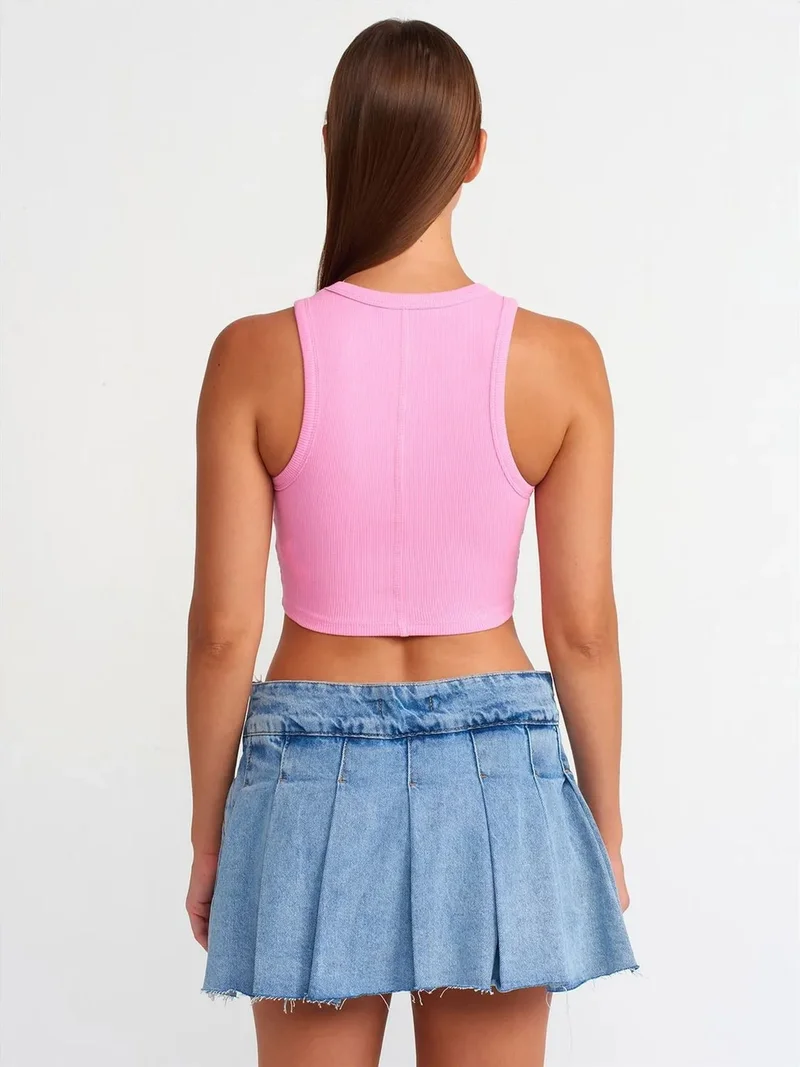 ديلفين DILVIN Women's Ribbed Sleeveless Crop Top