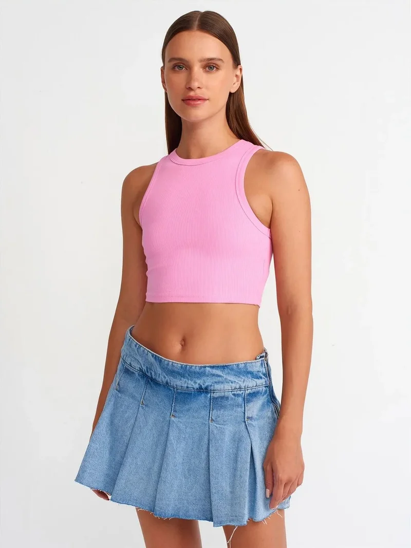 ديلفين DILVIN Women's Ribbed Sleeveless Crop Top