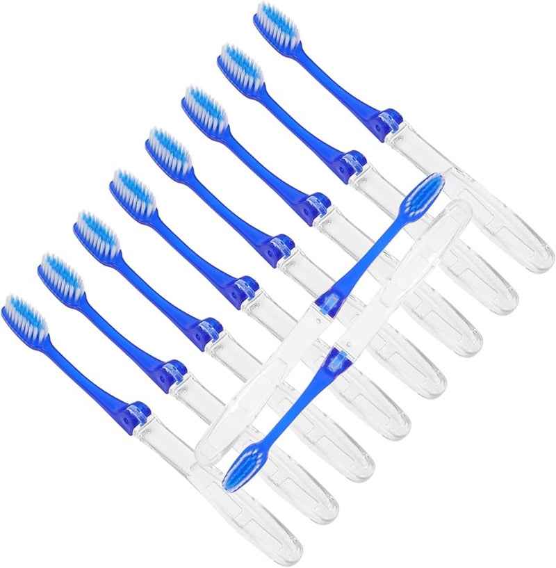 10 قطعة فرشاة أسنان قابلة للطي للسفر، شعيرات ناعمة، تصميم مدمج لتخزين سهل - Image 1