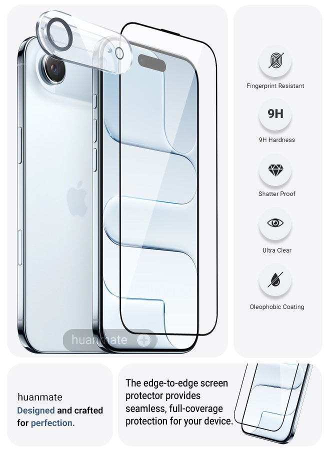 huanmate 2 in 1 Apple iPhone Air Screen & Camera Protector - High Transparency Full Coverage Shield for Scratch & Impact Protection - Screen & Camera Protector for Apple iPhone Air - Image 2