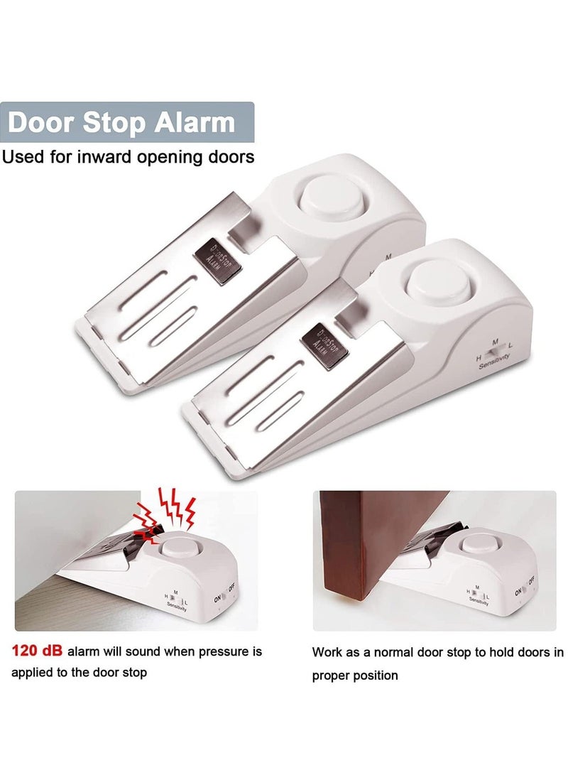 كابتن تيك 2 Pack Door Stop Alarm with 120DB Siren Door Stop for Home & Travel, Apartment House, Office Jammer Wedges (White) - Image 2