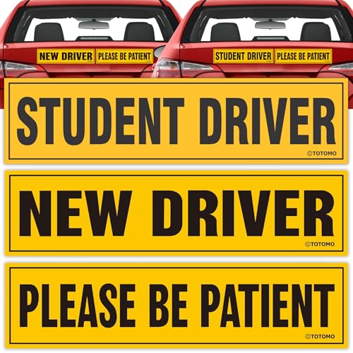TOTOMO New Driver Student Driver Magnet for Car Large 12x3 Magnetic Reflective Vehicle Safety Sign for Rookie Learner Drivers Removable Bumper Sticker Please Be Patient - Image 1