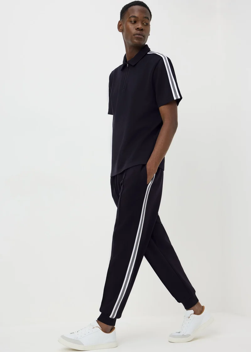 Matalan Black Tappered Leg Striped Joggers