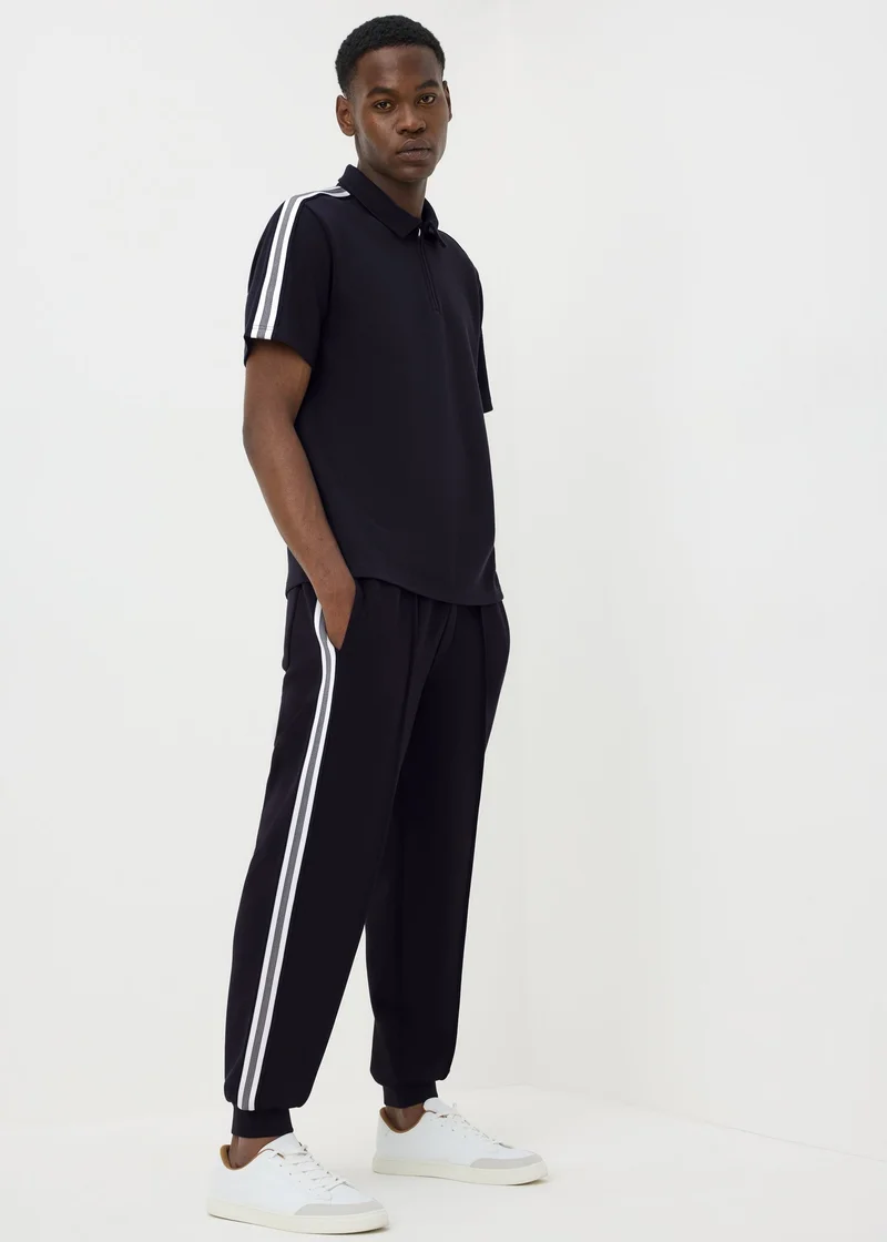 Matalan Black Tappered Leg Striped Joggers