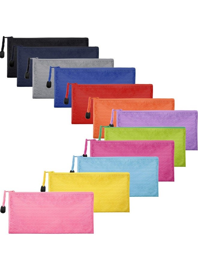 جوفيتيك 12 قطعة من أكياس أقلام الرصاص بسحاب وحقائب أقلام رصاص مقاومة للماء لمستحضرات التجميل ولوازم المكتب وإكسسوارات السفر - Image 3