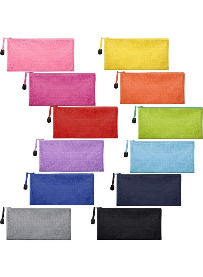 جوفيتيك 12 قطعة من أكياس أقلام الرصاص بسحاب وحقائب أقلام رصاص مقاومة للماء لمستحضرات التجميل ولوازم المكتب وإكسسوارات السفر - Image 1