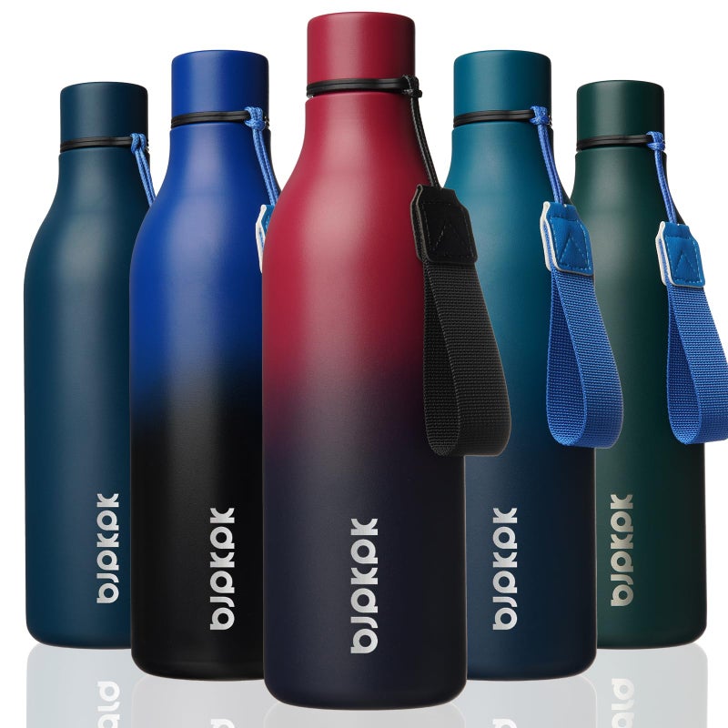 Bjpkpk Insulated Water Bottles  25 Oz Stainless Steel Metal Water Bottle With Strap  Bpa Free Leak Proof Jugs  Mugs  Flasks  Reusable Thermal Flasks For Sports & Travel Charming Red - Image 1