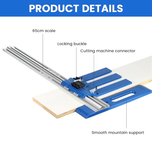 Serplex® Guide Rail for Electric Cutter Manual Guide Rail 0-65cm Adjustable Dual Edge Etched Scale Design Aluminum Alloy Universal Manual for Electric Saw,Trimmer - Image 3